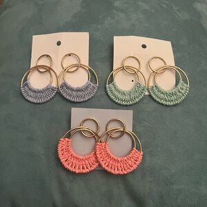 Boho raffia Pastel Hoop Earrings